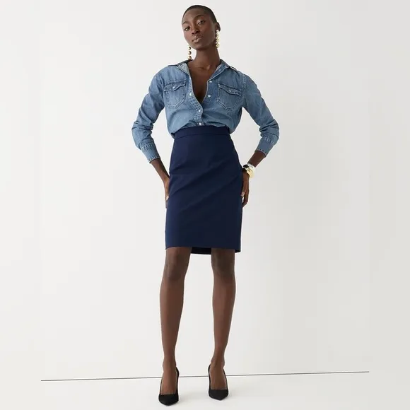 J. Crew NWT Gray 100% Business Casual Cotton Pencil Skirt size 12