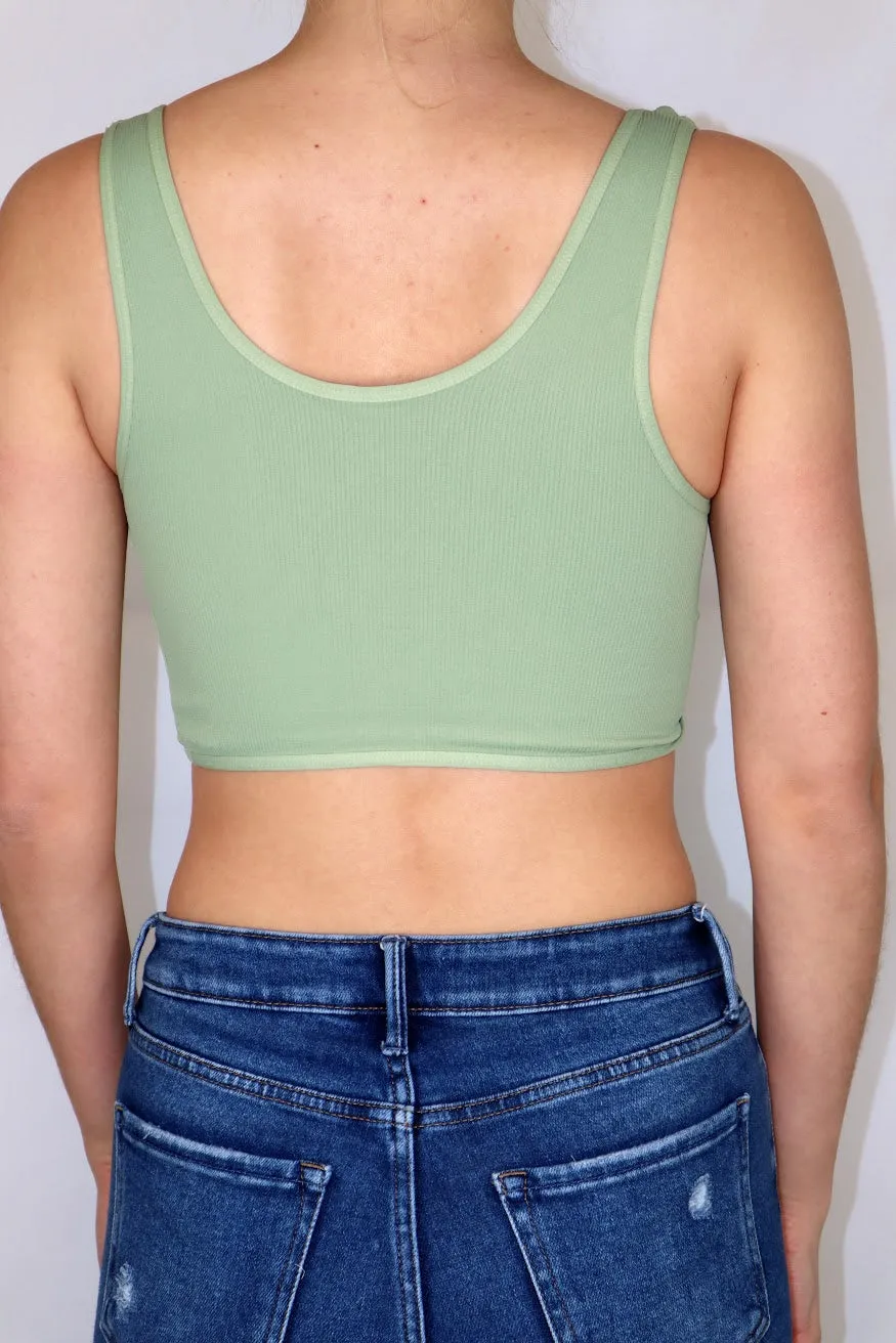Jade Twist Bra Top Basil