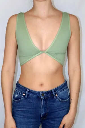 Jade Twist Bra Top Basil