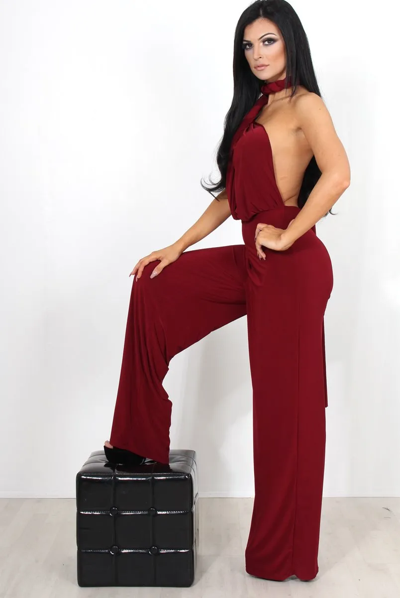 Jano Wine Deep V Plunge Jumpsuit