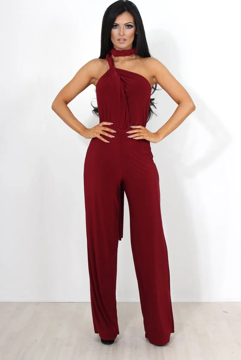 Jano Wine Deep V Plunge Jumpsuit