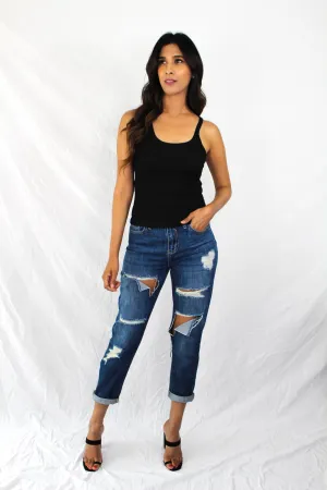 Jasper Ribbed Tank in Black