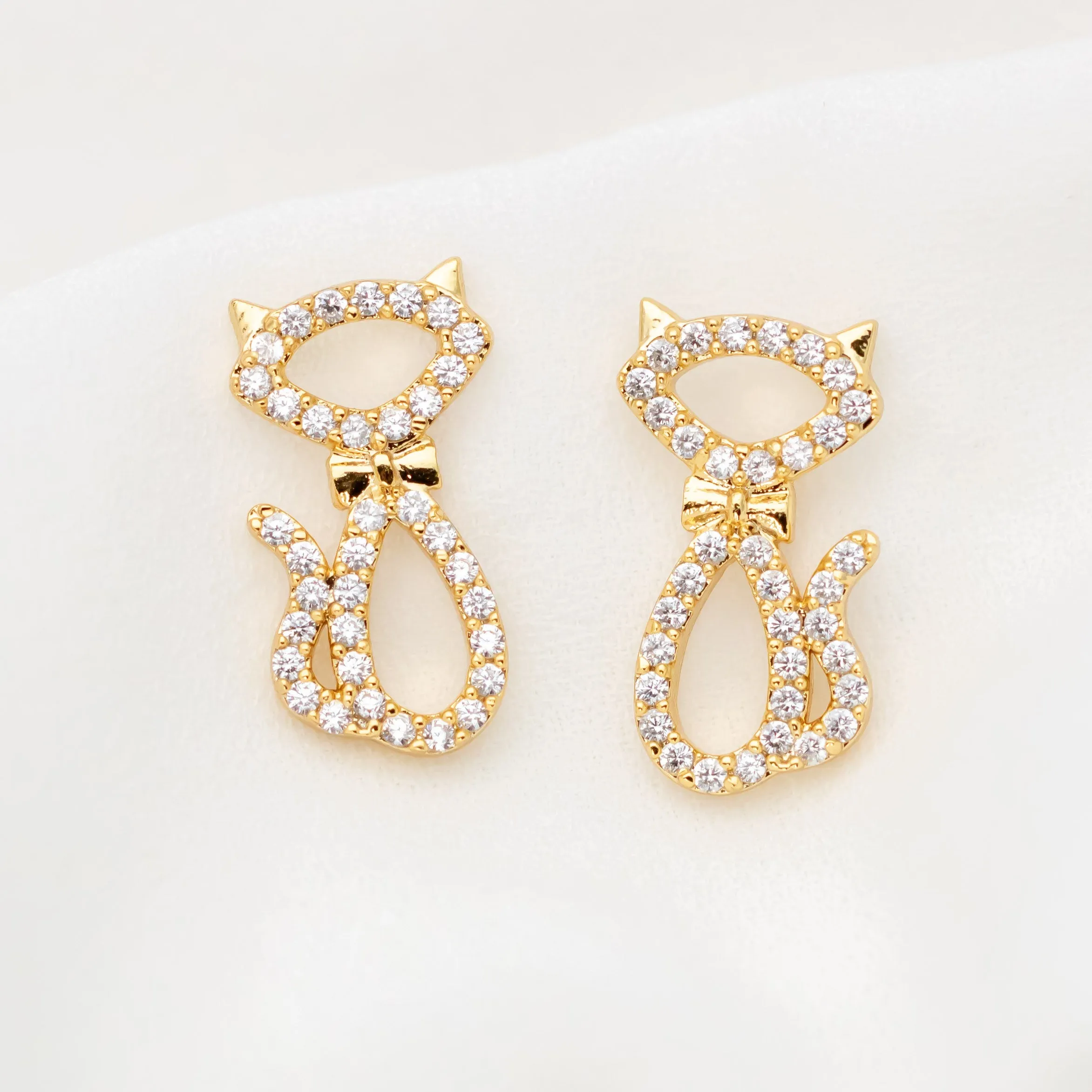 Jazz Things Up Pave Cat Earrings