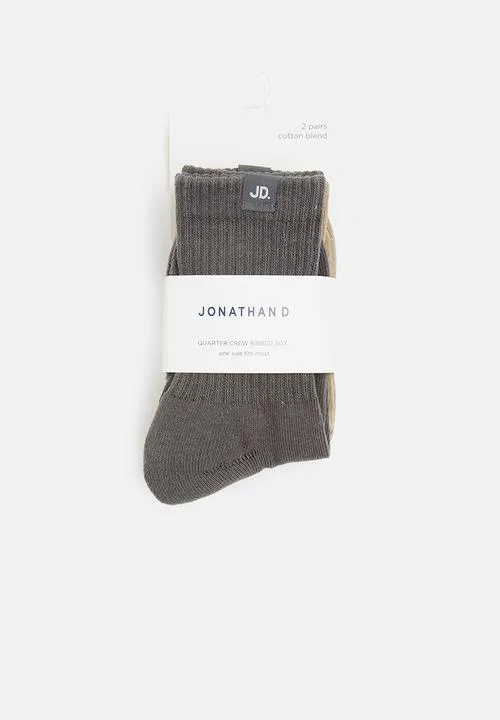 Jonathan D Pack Branded Quater Crew Sox-Charcoal & Stone
