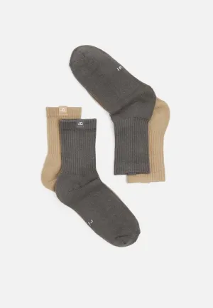 Jonathan D Pack Branded Quater Crew Sox-Charcoal & Stone