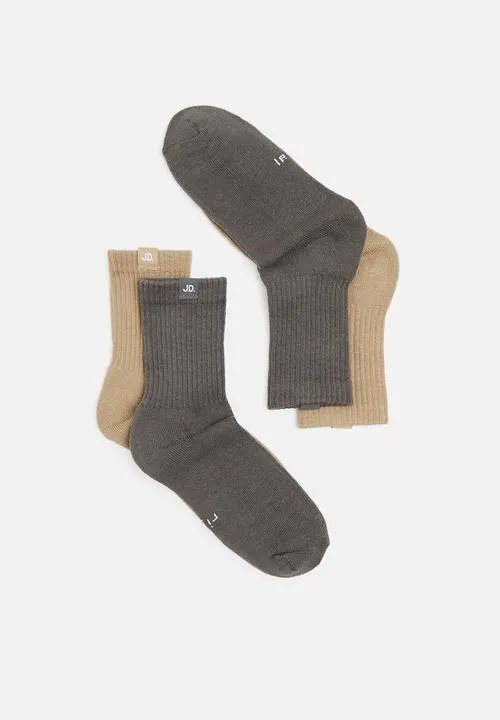 Jonathan D Pack Branded Quater Crew Sox-Charcoal & Stone