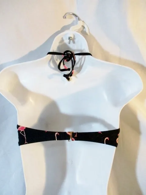 KATE SPADE FLAMINGO Summer BIKINI TOP Bathing Suit XS Black Pink Womens