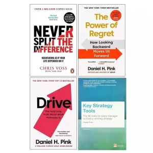 Key Strategy Tools, Never Split Difference, Power of Regret, Drive 4 Books Set