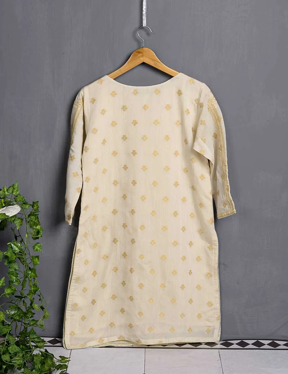 Khaddi Cotton Embroidered Kurti - Pearl Delight (TIE-01-Skin)
