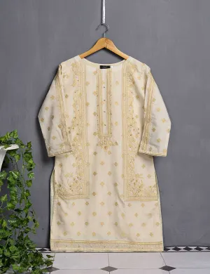 Khaddi Cotton Embroidered Kurti - Pearl Delight (TIE-01-Skin)