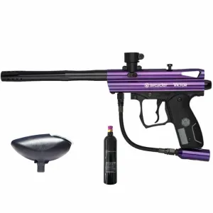 Kingman Spyder Victor Purple PaintBall Marker Combo With CO2 Tank And Hopper