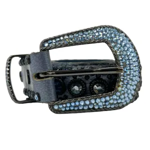 KIPPYS Swarovski Crystal Embellished Western Style Cowgirl Belt - Slate Blue