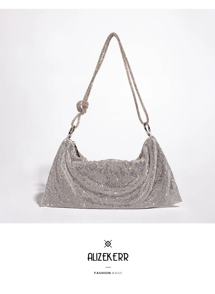 Knot Handle Rhinestones Evening Clutch Bag 2