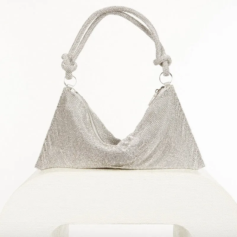 Knot Handle Rhinestones Evening Clutch Bag 2