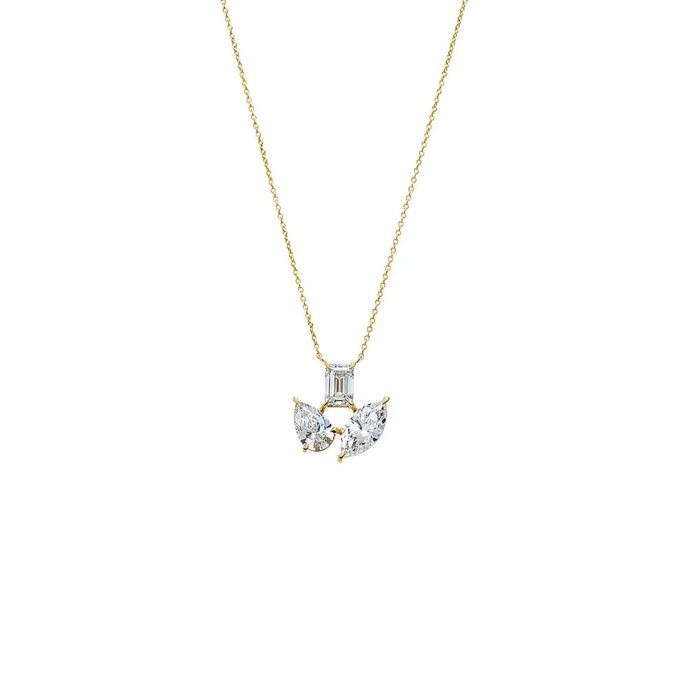 Lab Grown Diamond Multi Shape Pendant Necklace 14K