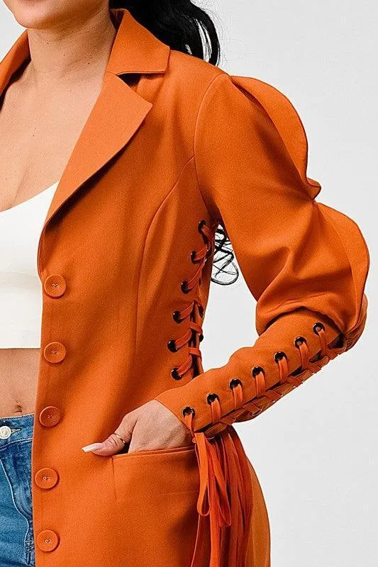 Lace up detail jacket