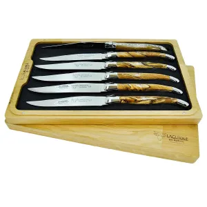 Laguiole en Aubrac Handcrafted 6-Piece Steak Knife Set with Aubrac Wood Handles
