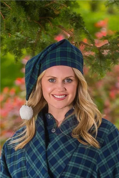 Lee Valley Cotton Flannel Nightcap - Green Tartan Blackwatch (LV6)
