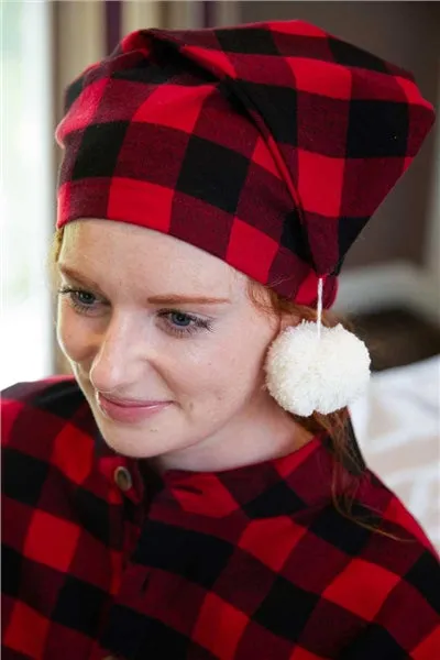 Lee Valley Cotton Flannel Nightcap - Red and Black Check (LV9)