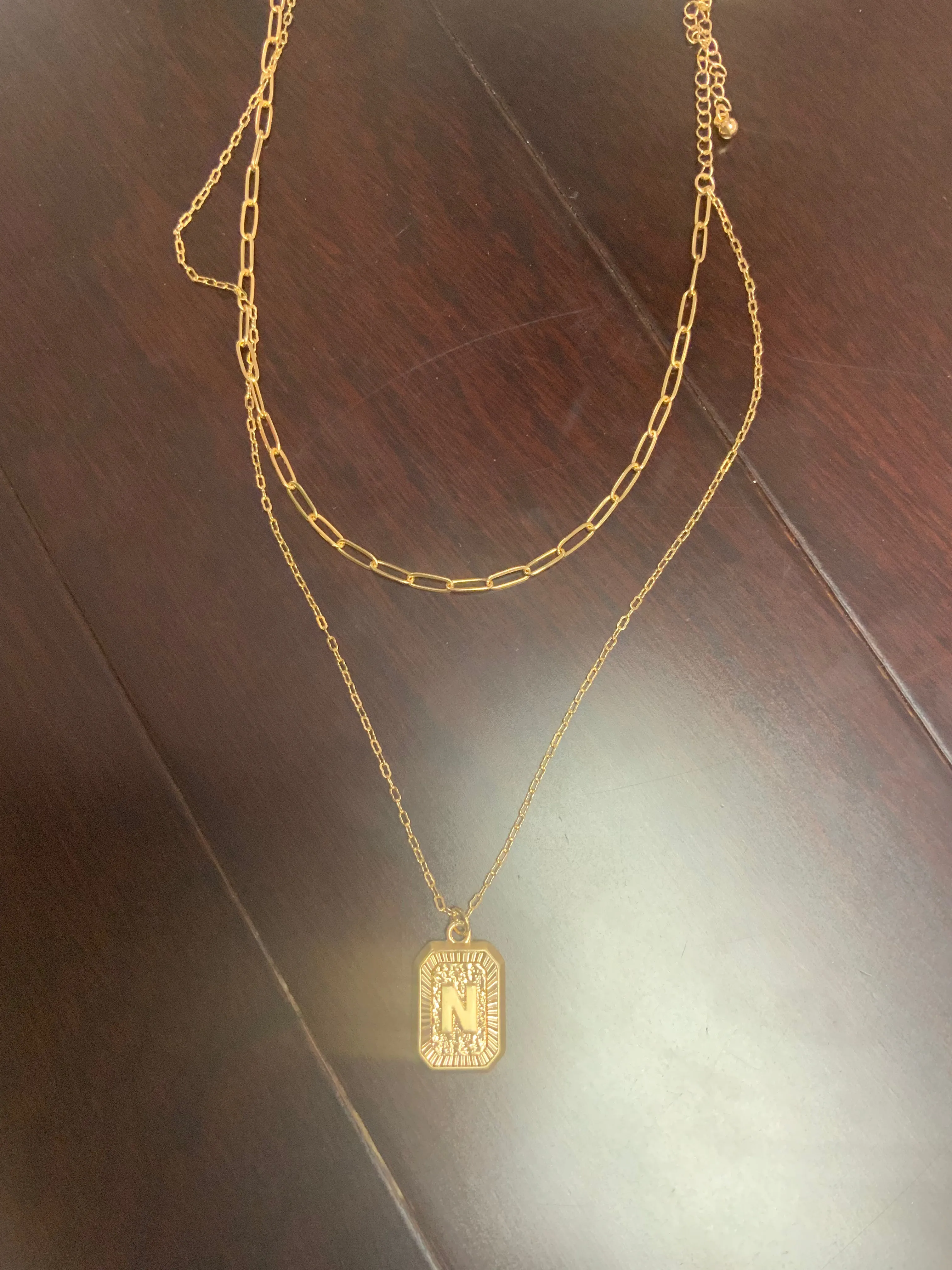Letter Double Chain Necklace