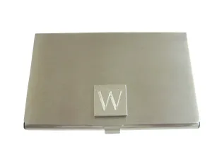 Letter W Etched Monogram Business Card Holder