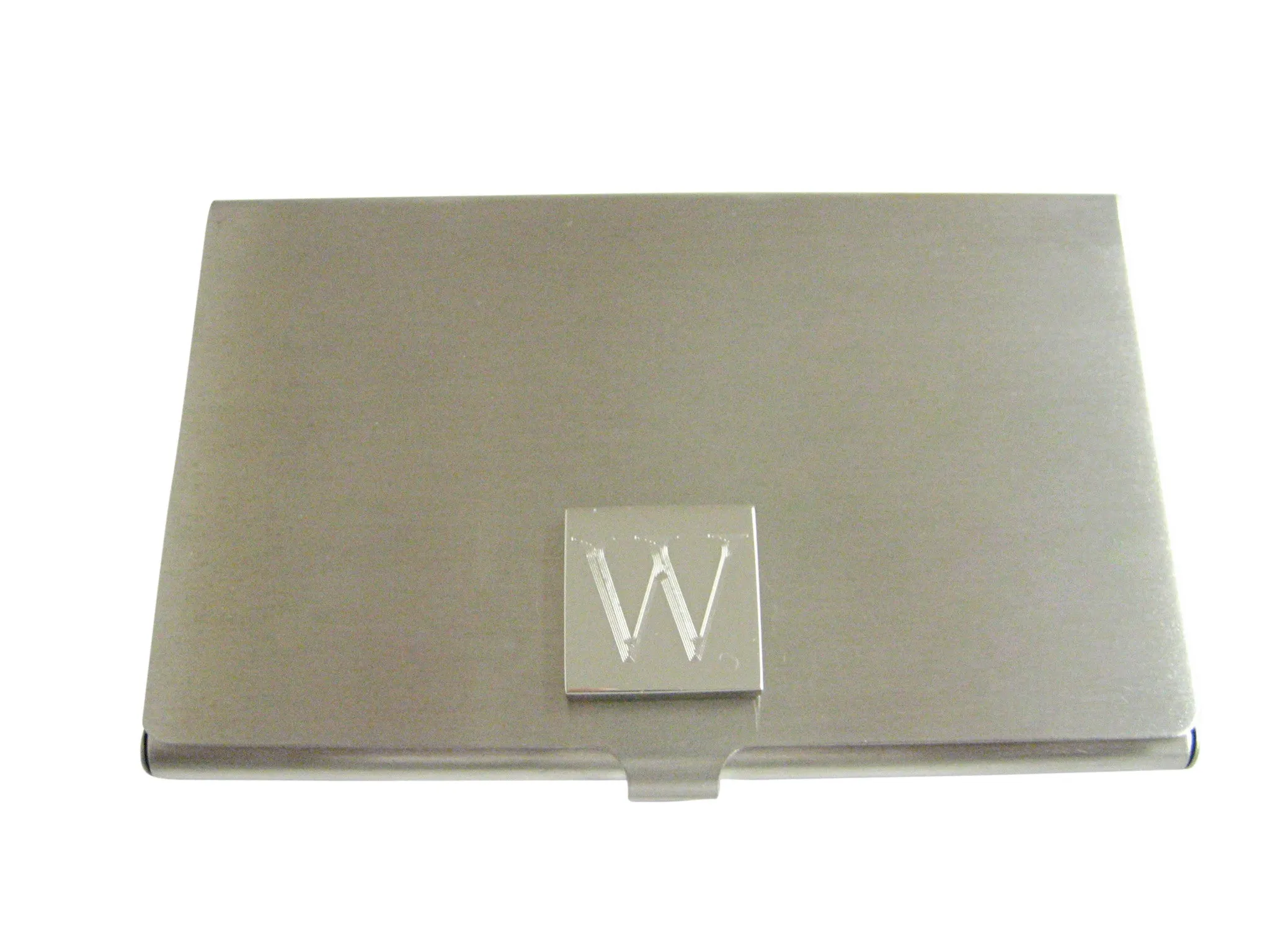 Letter W Etched Monogram Business Card Holder