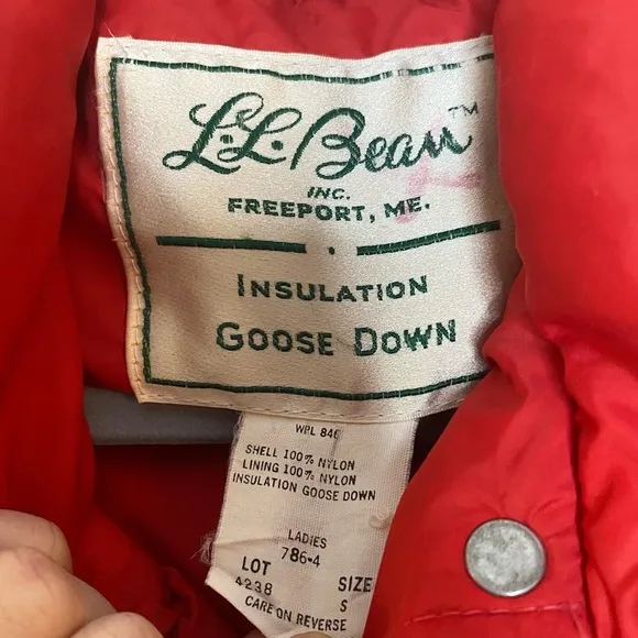 L.L. Bean red goose down insulated vintage puffer vest size small