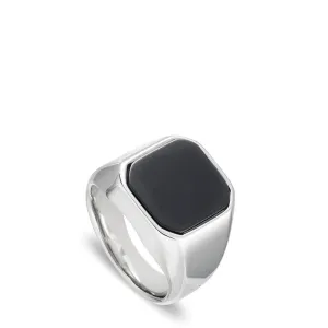 Locality Signet Flat Onyx Ring Silver