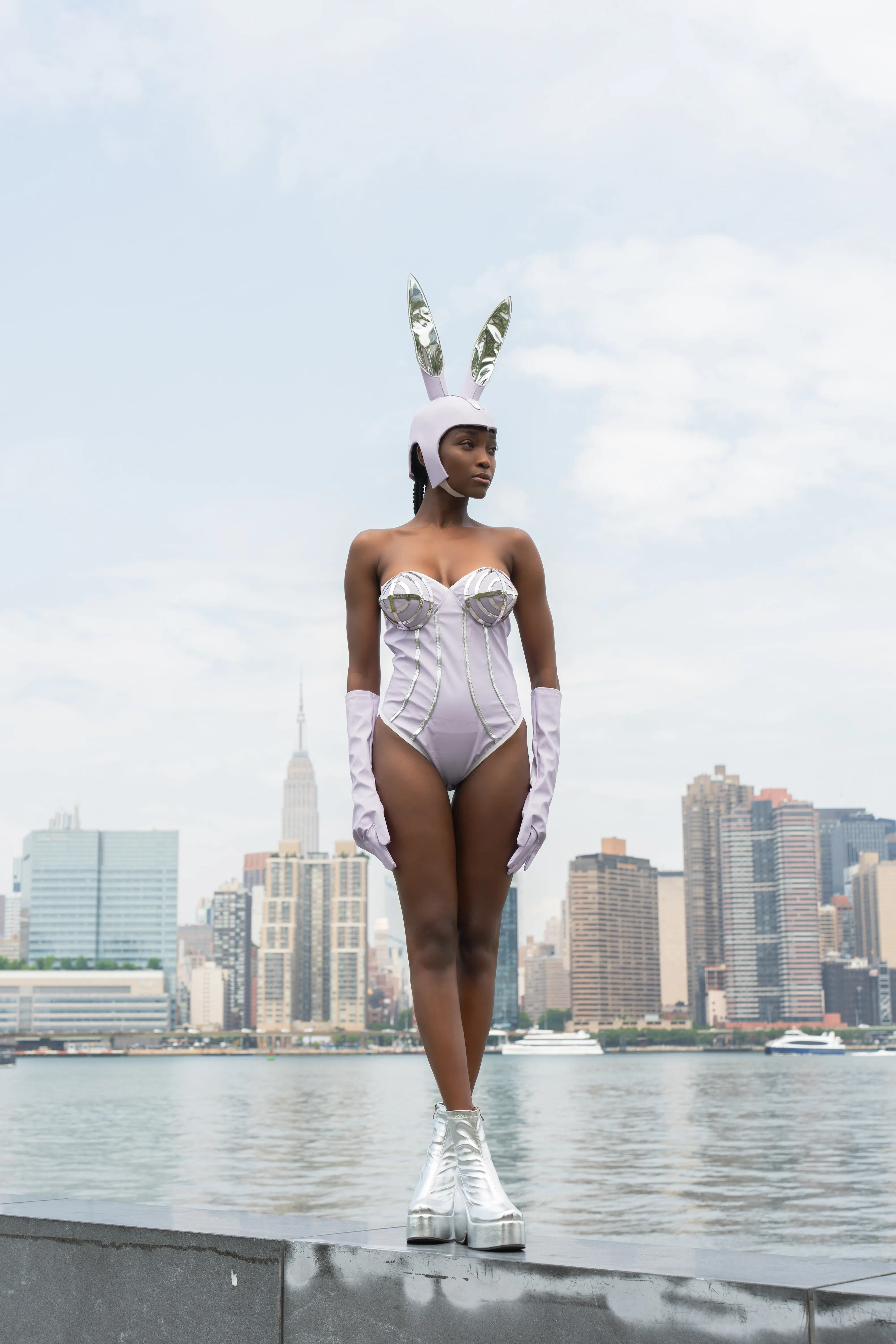 Lolla 60's Space Age Muse Bodysuit and Bunny Helmet Set