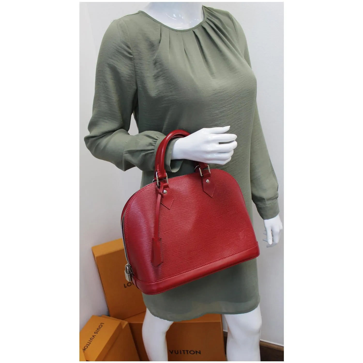 LOUIS VUITTON Alma PM Epi Leather Satchel Bag Red - 25% OFF