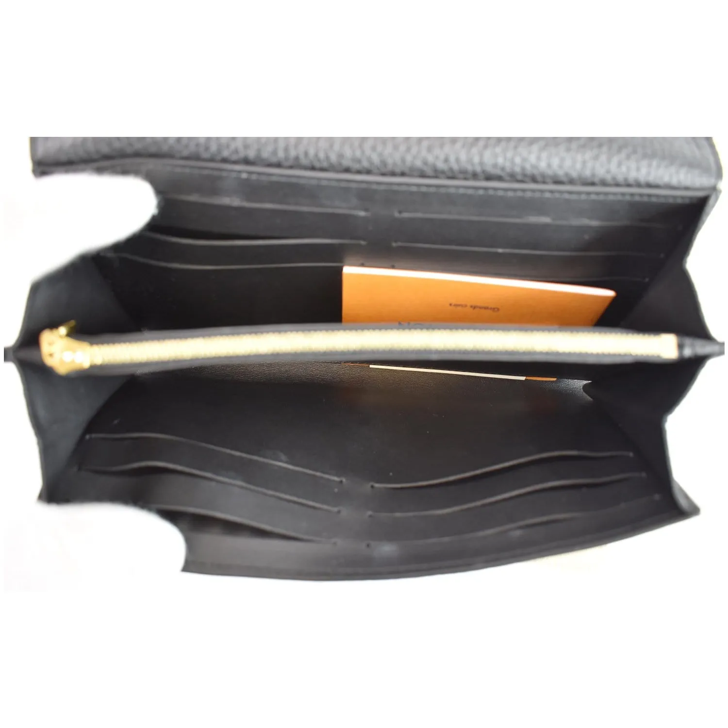 LOUIS VUITTON Capucines Studded Taurillon Leather Wallet Black