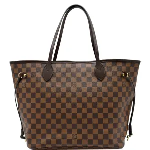 LOUIS VUITTON Neverfull MM Damier Ebene Tote Bag Brown