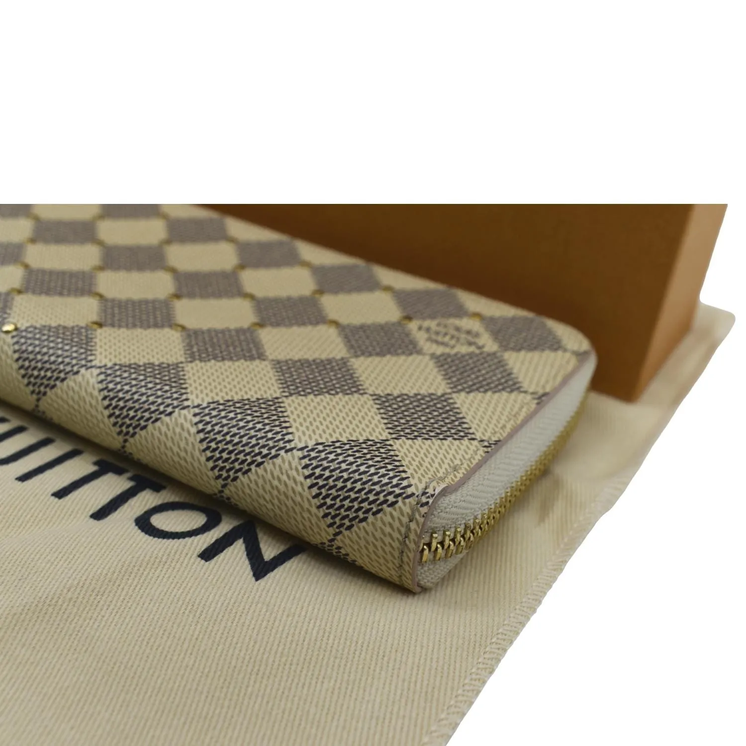 LOUIS VUITTON Studded Clemence Damier Azur Wallet Rose Ballerine