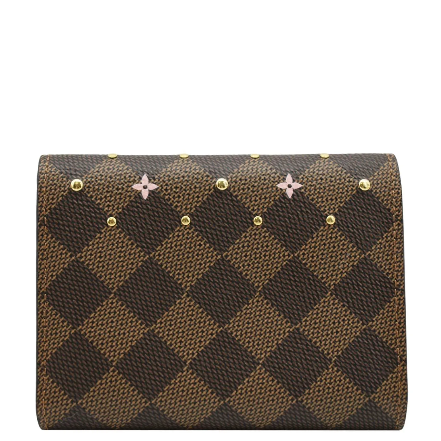 LOUIS VUITTON Studded Victorine Damier Ebene Wallet Brown