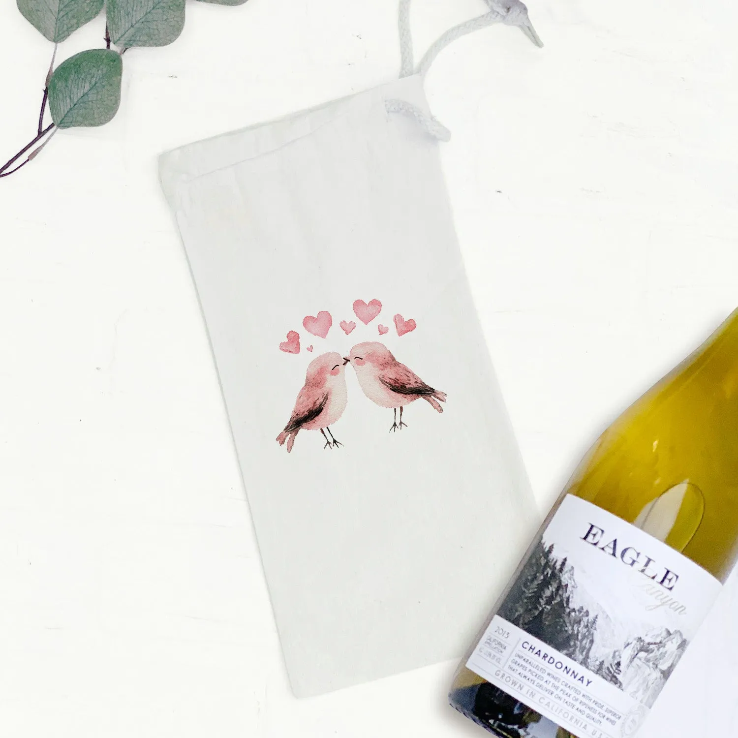 Love Birds - Valentine's Day Canvas Wine Bag