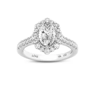 Love by Michelle Beville Oval  Fancy Halo Ring with 1.50ct of Laboratory Grown Diamonds in 18ct White Gold