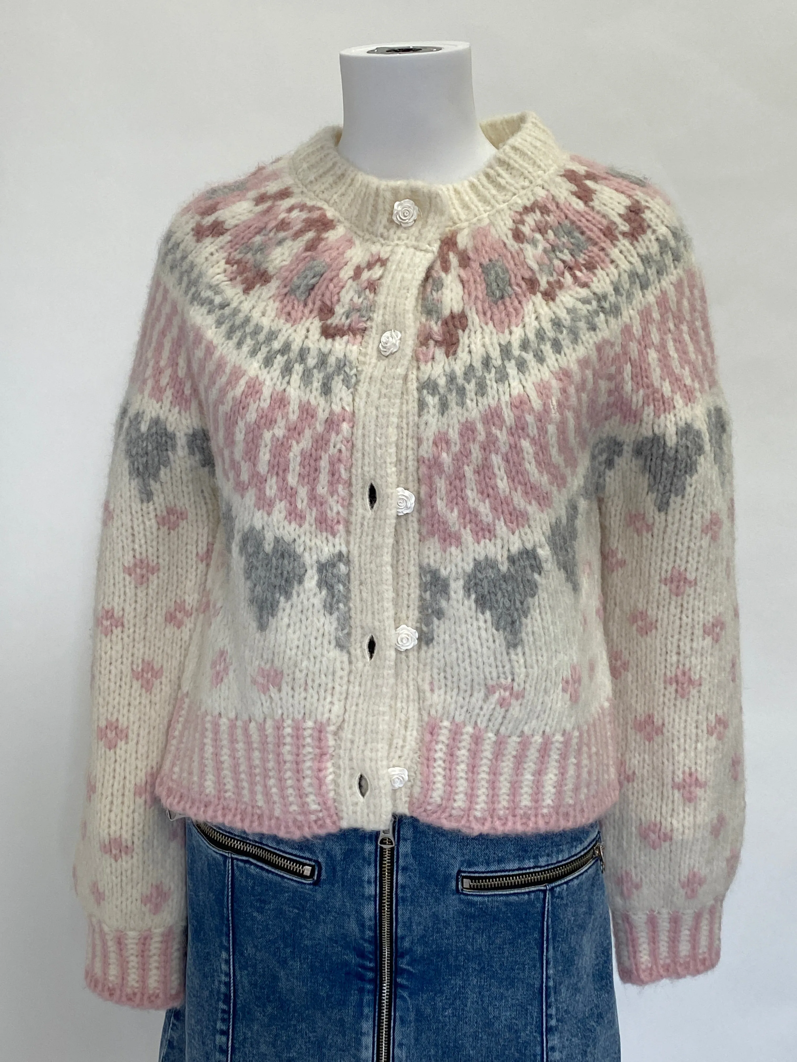 Love Shack Fancy Rose Button Cardigan