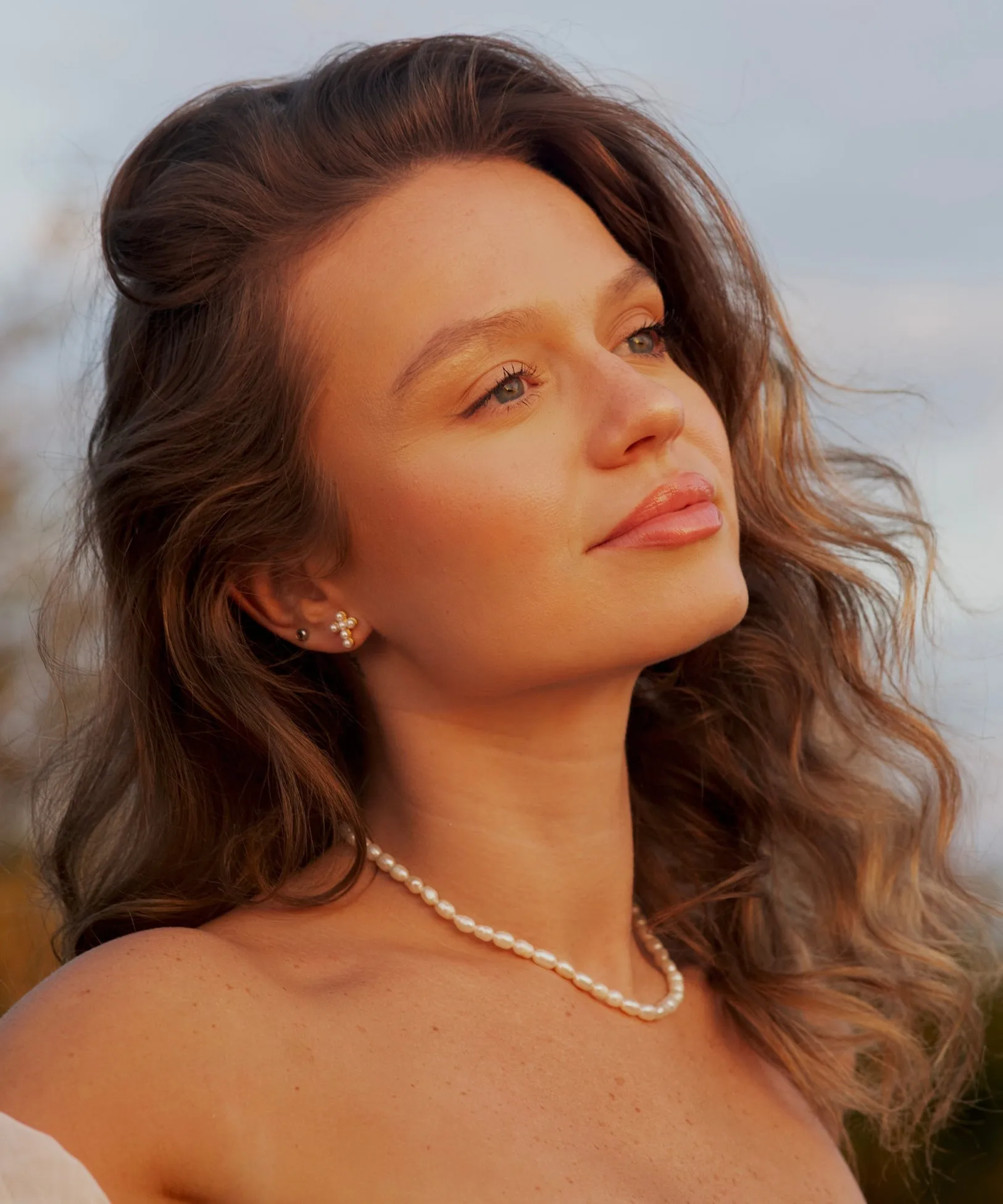 Lucina Pearl Cross Earrings