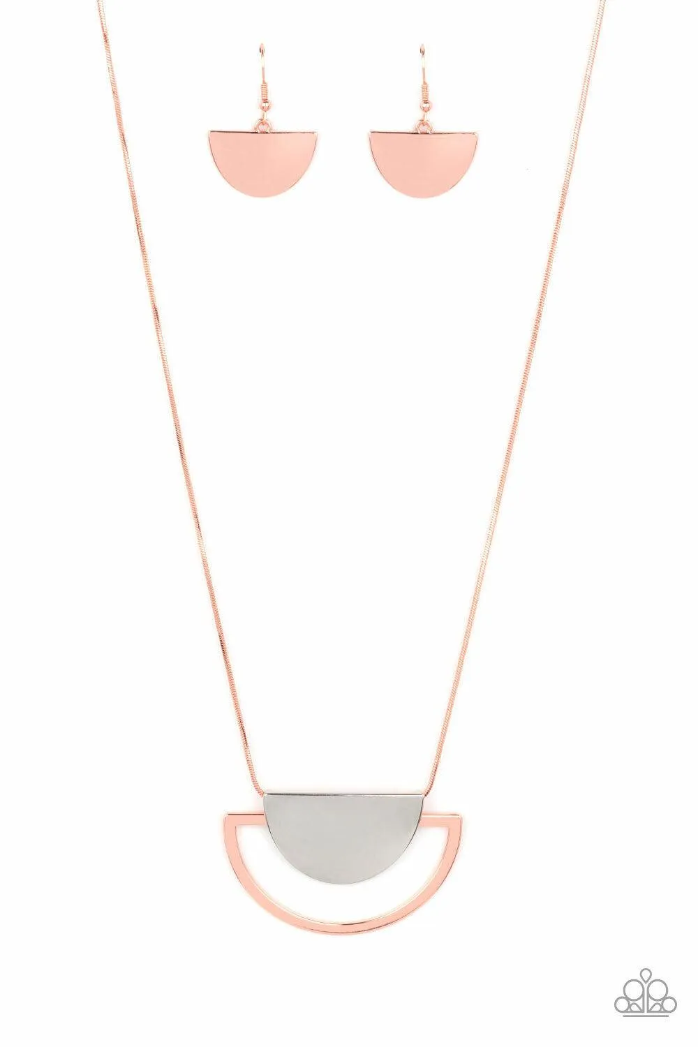 Lunar Phases Copper Necklace & Earrings Set