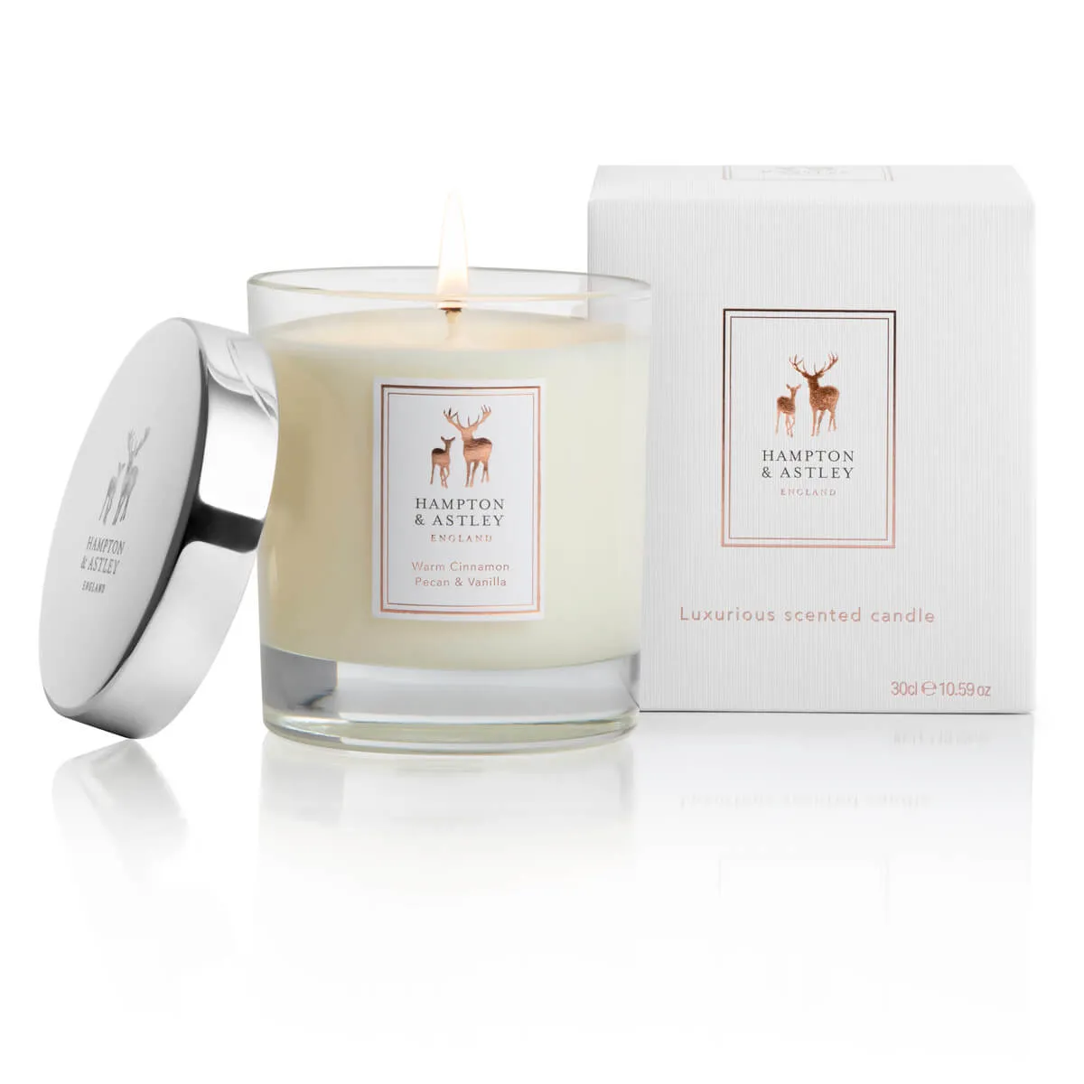 Luxury Scented Large Candle 235g, Warm Cinnamon, Pecan and Vanilla