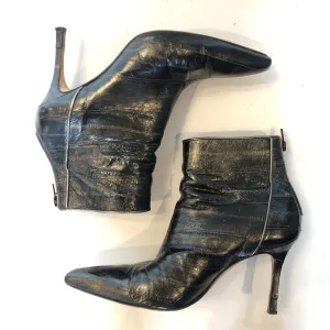 MANOLO BLAHNIK Eel Skin Ankle Boot Pointy Toe Size 40 (9)