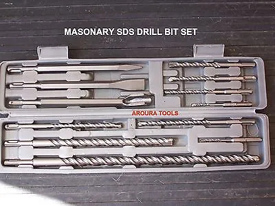 MASONRY DRILL BITS- SDS PLUS -12 PC SET- NEW IN CASE.