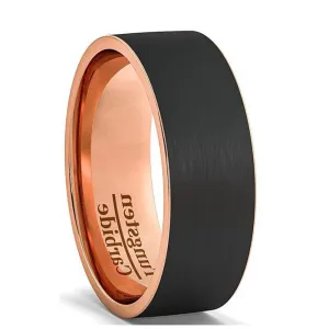 Matte Black & Rose Gold Finish Tungsten Carbide Wedding Band
