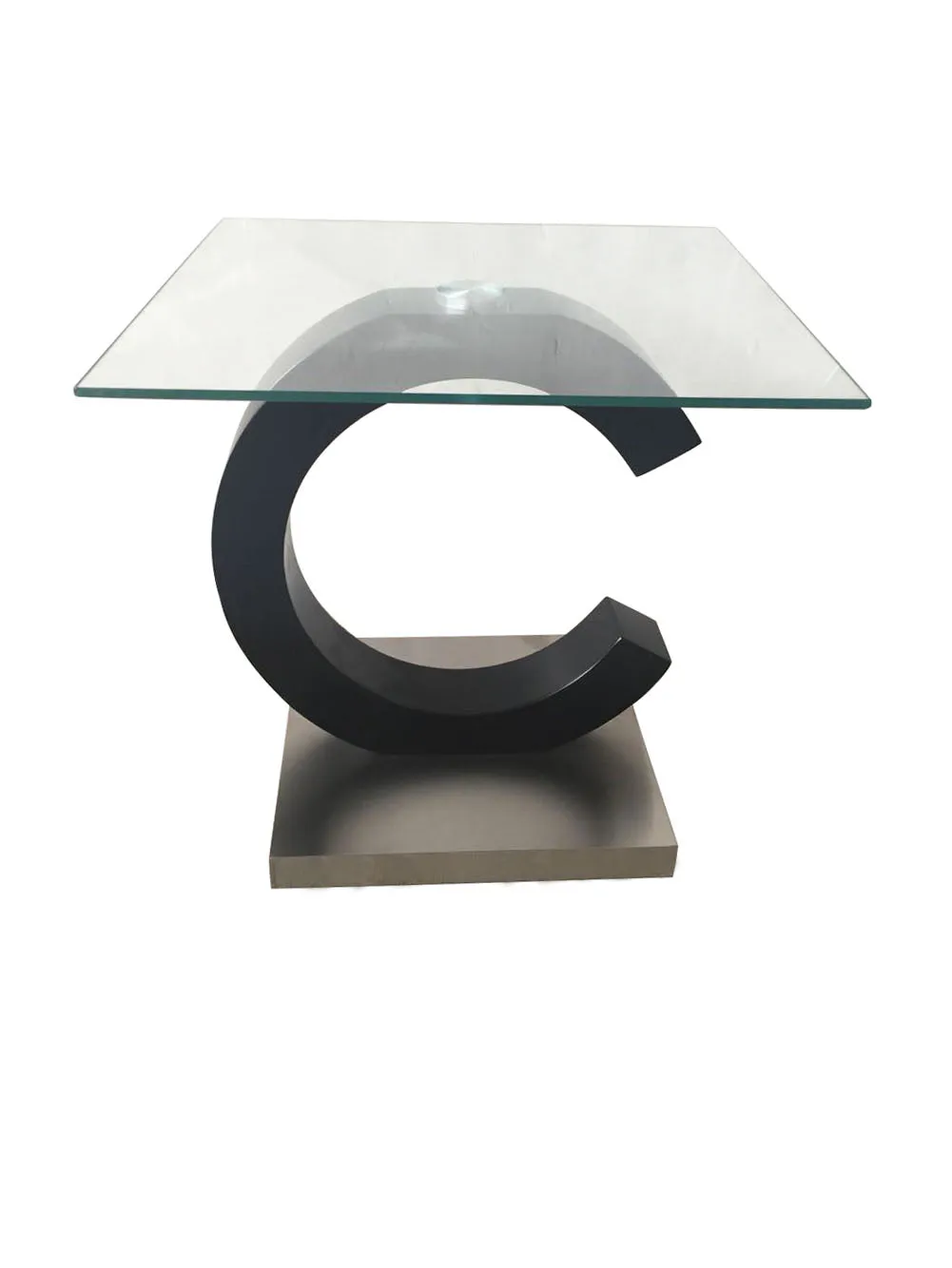 Matte Black & Stainless Steel End Table
