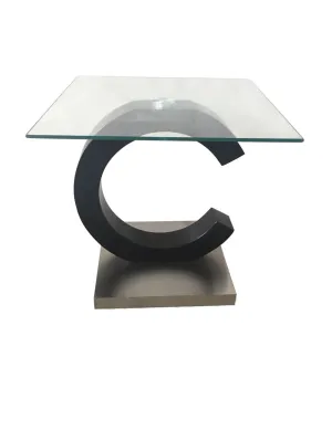 Matte Black & Stainless Steel End Table