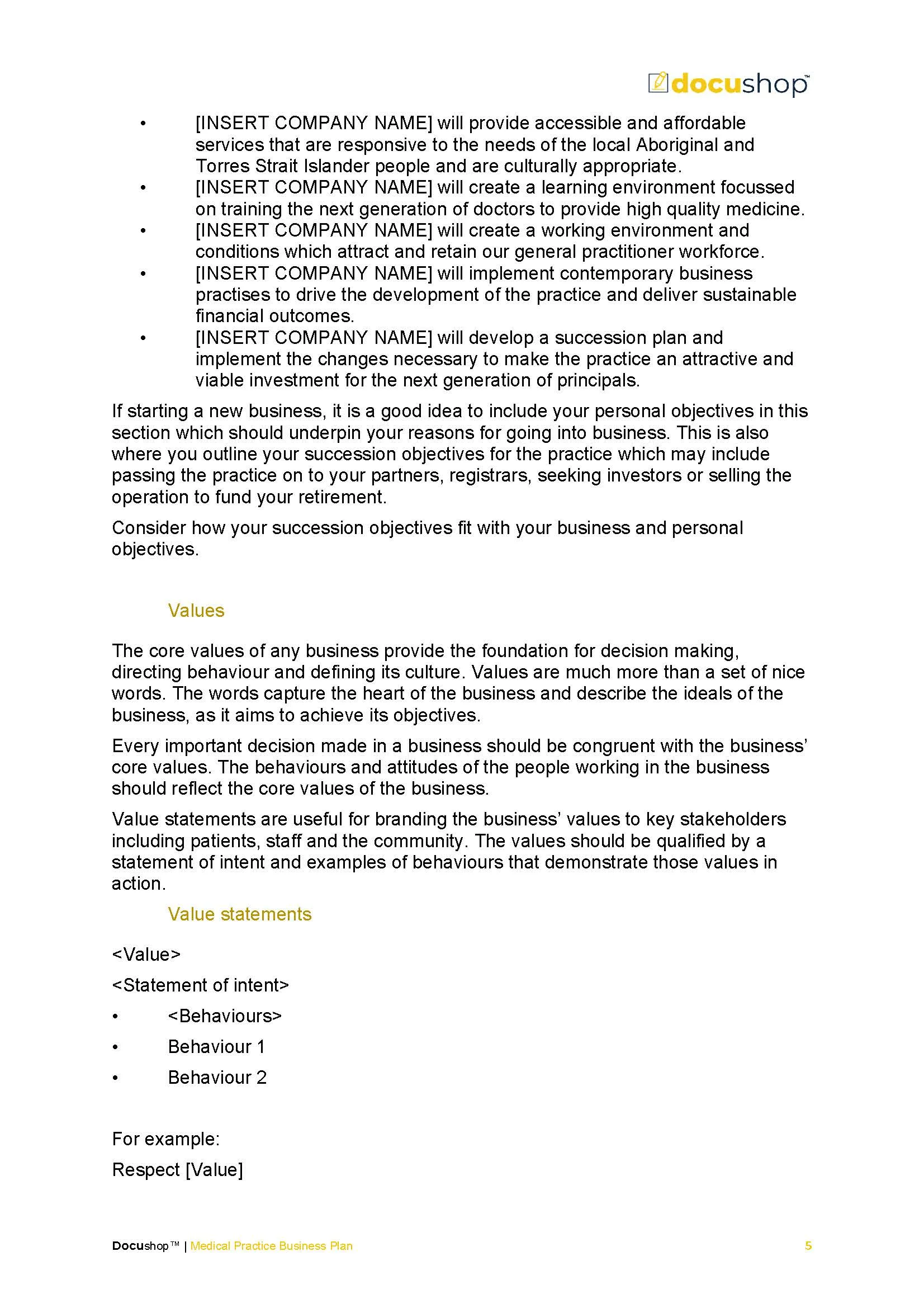 Medical Practice Business Plan Template