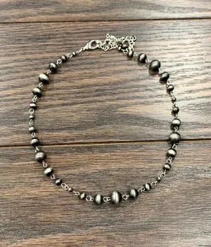 Medlin Fashion Silver Link Varied Navajo Bead Necklace - 16"