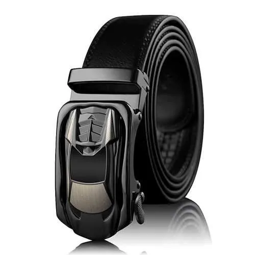 Mens 130cm Cowhide Leather Automatic Buckle Business Belt