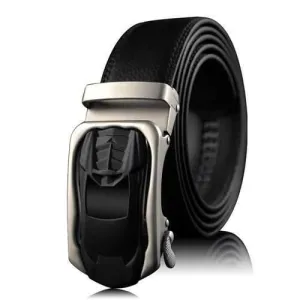 Mens 130cm Cowhide Leather Automatic Buckle Business Belt