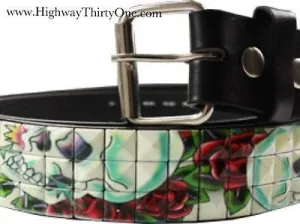 Metal Studded Skeleton belt with Roses